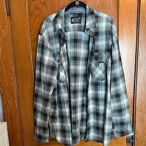 Carhartt Men's Gray and Black Plaid Button Down Shirt